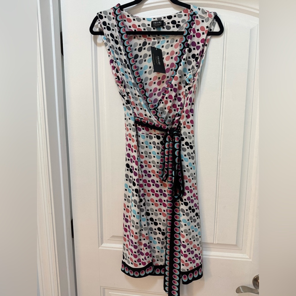 Nicole Miller Multicolor Polka Dot Midi Dress